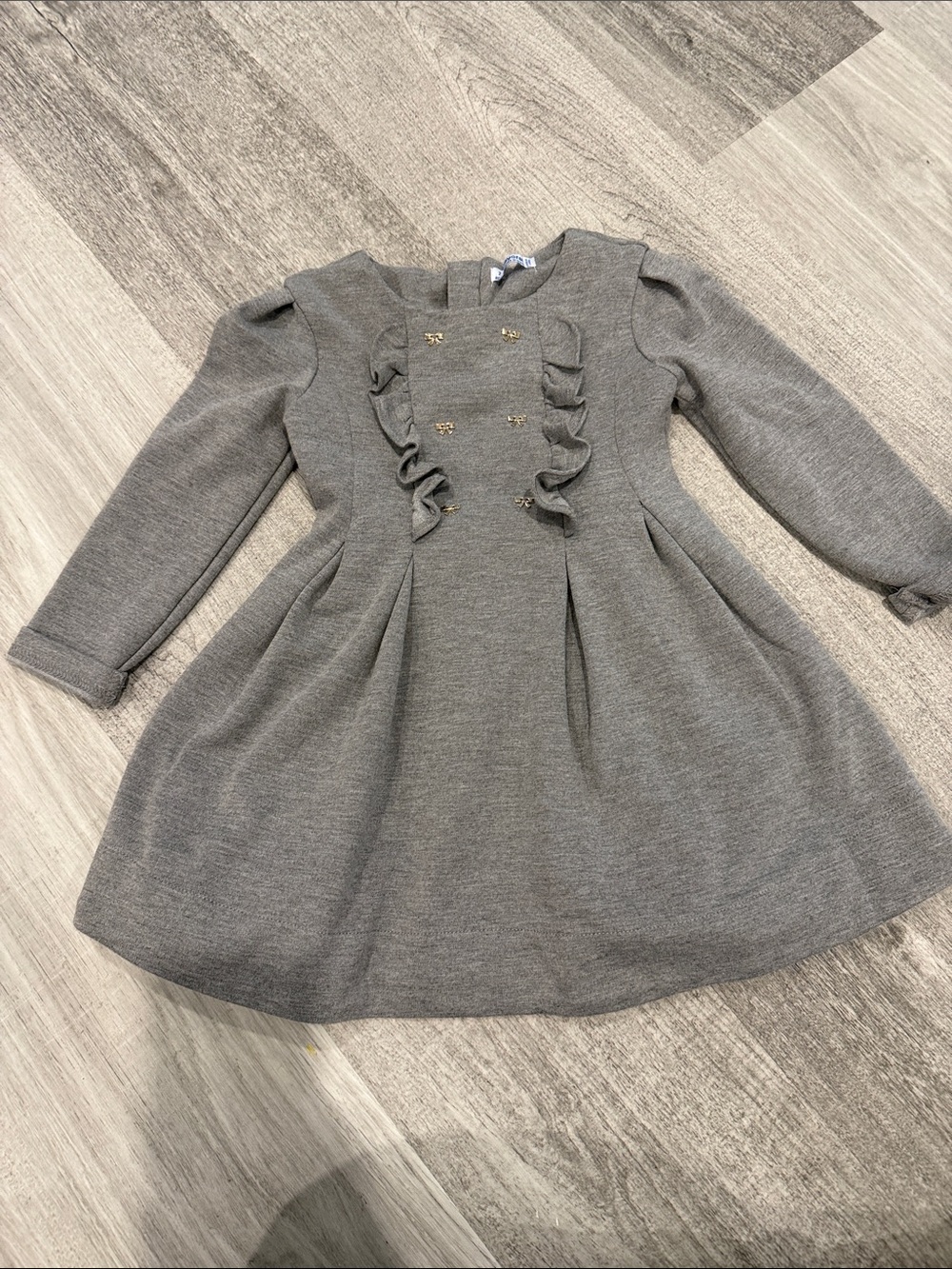 Mayoral Gray Long-Sleeve Ruffle Dress